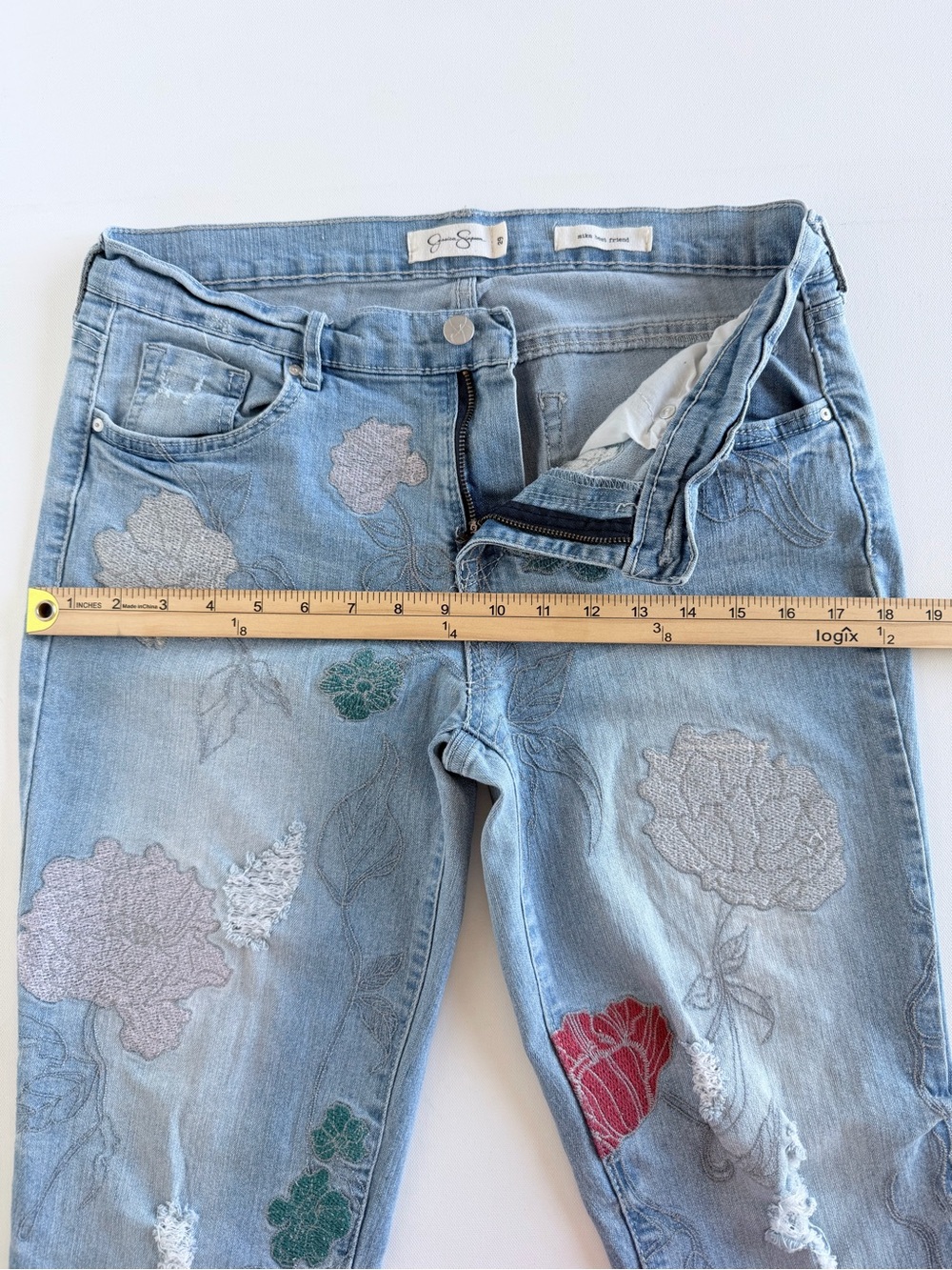 Jessica Simpson Mika Best Friend Floral Embroidered Straight Leg Jeans 29 - Picture 10 of 10